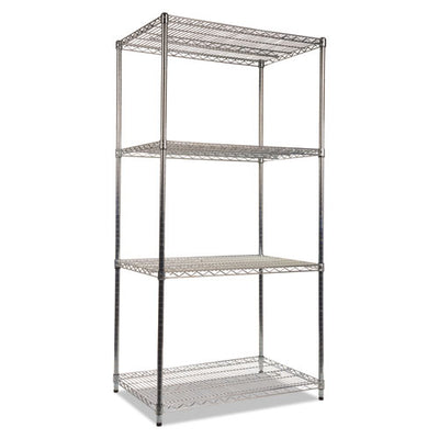 Nsf Certified Industrial Four-shelf Wire Shelving Kit, 36w X 24d X 72h, Silver