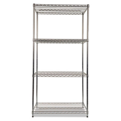 Nsf Certified Industrial Four-shelf Wire Shelving Kit, 36w X 24d X 72h, Silver