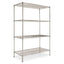 Nsf Certified Industrial Four-shelf Wire Shelving Kit, 48w X 24d X 72h, Black