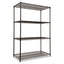 Nsf Certified Industrial Four-shelf Wire Shelving Kit, 48w X 24d X 72h, Black