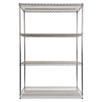 Nsf Certified Industrial Four-shelf Wire Shelving Kit, 48w X 24d X 72h, Silver