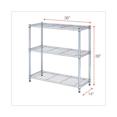 Residential Wire Shelving, Three-shelf, 36w X 14d X 36h, Silver