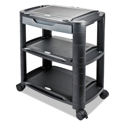3-in-1 Cart/stand, Plastic, 3 Shelves, 1 Drawer, 100 Lb Capacity, 21.63" X 13.75" X 24.75", Black/gray