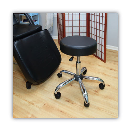 Height Adjustable Lab Stool, Backless, Supports Up To 275 Lb, 19.69" To 24.80" Seat Height, Black Seat, Chrome Base