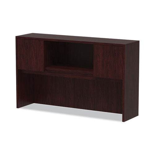 Alera Valencia Series Hutch With Doors, 4 Compartments, 58.88w X 15d X 35.38h, Mahogany