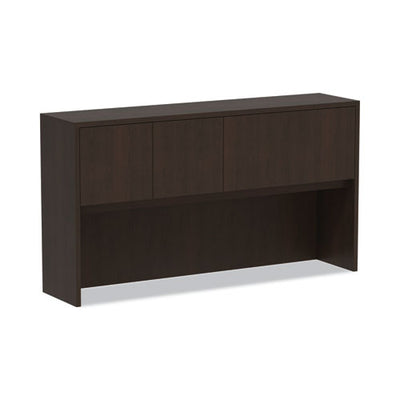 Alera Valencia Series Hutch With Doors, 4 Compartments, 64.75w X 15d X 35.38h, Espresso