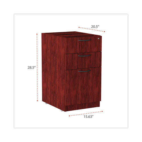 Alera Valencia Series Full Pedestal File, Left/right, 3-drawers: Box/box/file, Legal/letter, Mahogany, 15.63" X 20.5" X 28.5"