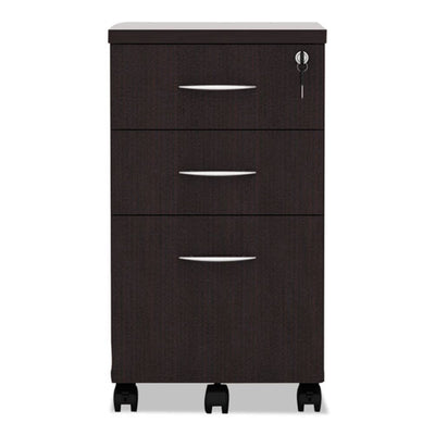 Alera Valencia Series Mobile Pedestal File, Left/right, 3-drawer: Box/box/file, Legal/letter, Espresso, 15.88 X 20.5 X 28.38