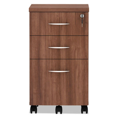 Alera Valencia Series Mobile Pedestal File, Left/right, 3-drawer: Box/box/file, Legal/letter, Walnut, 15.88 X 20.5 X 28.38