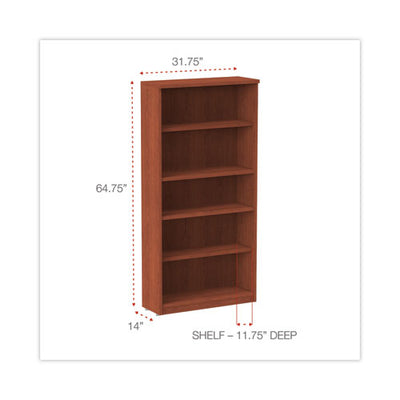 Alera Valencia Series Bookcase, Five-shelf, 31.75w X 14d X 64.75h, Medium Cherry