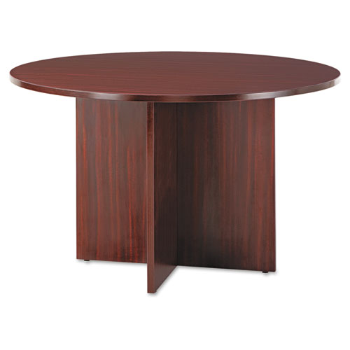 Alera Valencia Round Conference Table With Legs, 42" Diameter X 29.5h, Modern Walnut