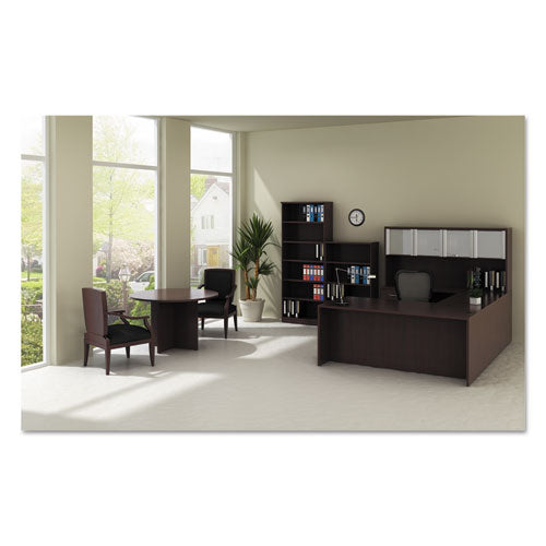 Alera Valencia Round Conference Table With Legs, 42" Diameter X 29.5h, Modern Walnut
