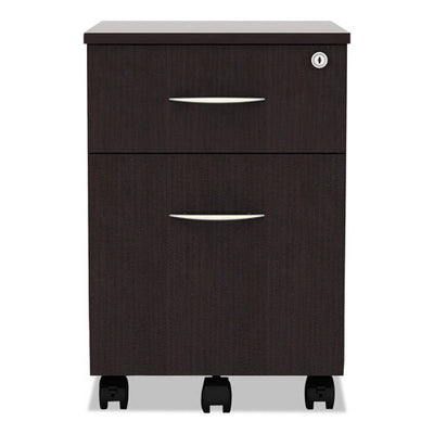 Alera Valencia Series Mobile Pedestal, Left Or Right, 2-drawers: Box/file, Legal/letter, Espresso, 15.88" X 19.13" X 22.88"