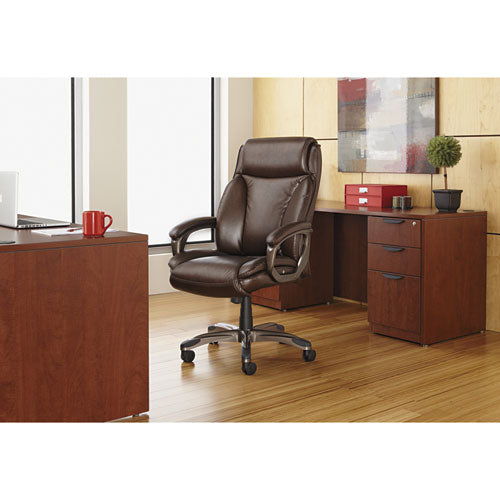 Alera Veon Series Executive High-back Bonded Leather Chair, Supports Up To 275 Lb, Black Seat/back, Graphite Base