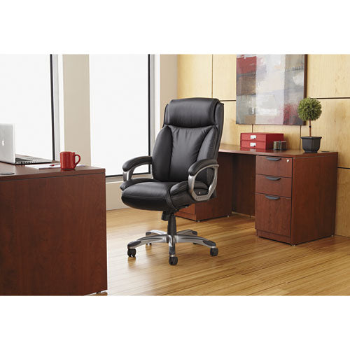 Alera Veon Series Executive High-back Bonded Leather Chair, Supports Up To 275 Lb, Brown Seat/back, Bronze Base