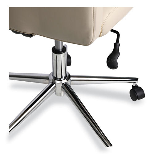 Leather Task Chair, Supports Up To 275 Lb, 18.19" To 21.93" Seat Height, White Seat, White Back