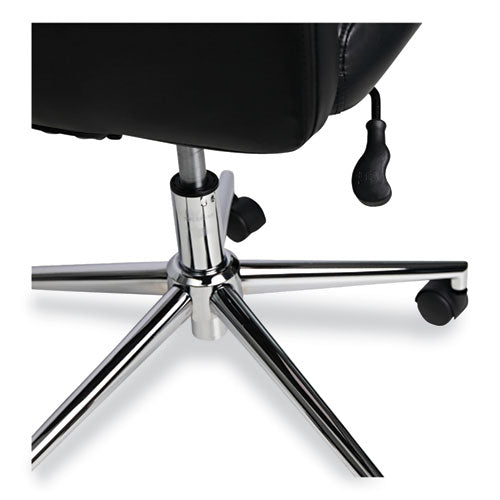 Leather Task Chair, Supports Up To 275 Lb, 18.19" To 21.93" Seat Height, Black Seat, Black Back