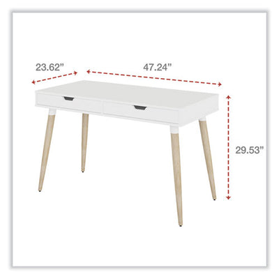 Scandinavian Writing Desk, 47.24" X 23.62" X 29.53", White/beigewood