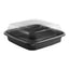 Culinary Squares 2-piece Microwavable Container, Deep Lid, 36 Oz, 8.46 X 8.46 X 2.91, Clear/black, Plastic, 150/carton