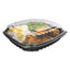 Culinary Basics Microwavable Container, 46.5 Oz, 10.5 X 9.5 X 2.5, Clear/black, Plastic, 100/carton