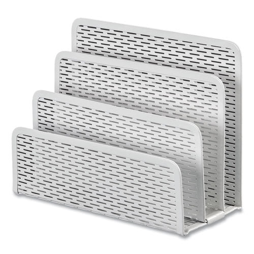 Urban Collection Punched Metal Letter Sorter, 3 Sections, Dl To A6 Size Files, 6.5" X 3.25" X 5.5", White