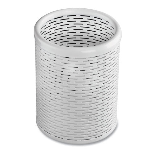 Urban Collection Punched Metal Pencil Cup, 3.5" Diameter X 4.5"h, White