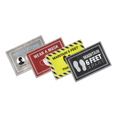 Message Floor Mats, 24 X 36, Red/white, "wear A Mask"