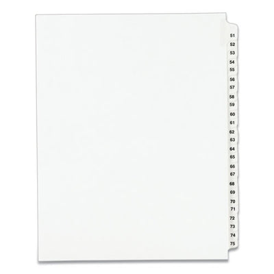 Preprinted Legal Exhibit Side Tab Index Dividers, Avery Style, 25-tab, 51 To 75, 11 X 8.5, White, 1 Set, (1332)