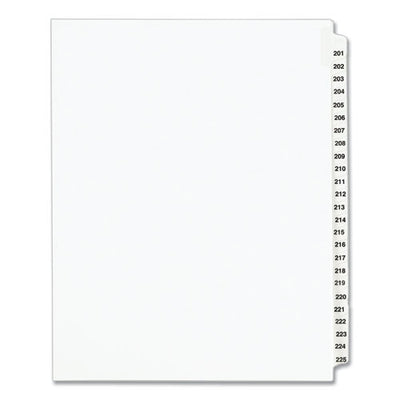 Preprinted Legal Exhibit Side Tab Index Dividers, Avery Style, 25-tab, 201 To 225, 11 X 8.5, White, 1 Set, (1338)