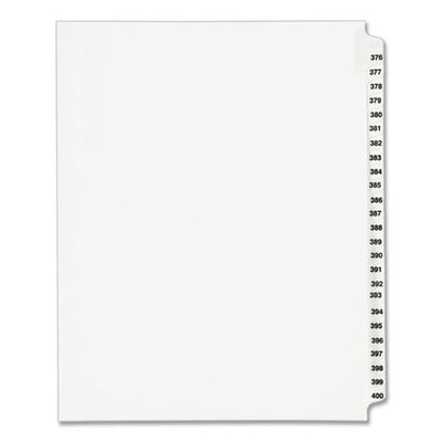 Preprinted Legal Exhibit Side Tab Index Dividers, Avery Style, 25-tab, 376 To 400, 11 X 8.5, White, 1 Set, (1345)