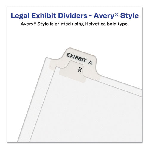 Preprinted Legal Exhibit Side Tab Index Dividers, Avery Style, 26-tab, B, 11 X 8.5, White, 25/pack, (1402)