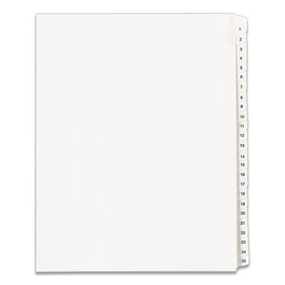 Preprinted Legal Exhibit Side Tab Index Dividers, Allstate Style, 25-tab, 1 To 25, 11 X 8.5, White, 1 Set, (1701)