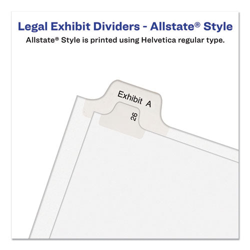 Preprinted Legal Exhibit Side Tab Index Dividers, Allstate Style, 25-tab, 51 To 75, 11 X 8.5, White, 1 Set, (1703)