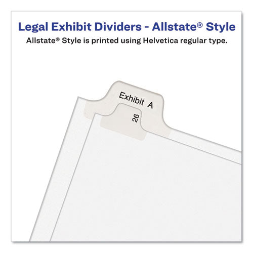 Preprinted Legal Exhibit Side Tab Index Dividers, Allstate Style, 25-tab, 76 To 100, 11 X 8.5, White, 1 Set, (1704)