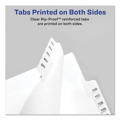 Preprinted Legal Exhibit Side Tab Index Dividers, Allstate Style, 25-tab, 101 To 125, 11 X 8.5, White, 1 Set, (1705)
