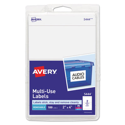 Removable Multi-use Labels, Inkjet/laser Printers, 2 X 4, White, 2/sheet, 50 Sheets/pack, (5444)