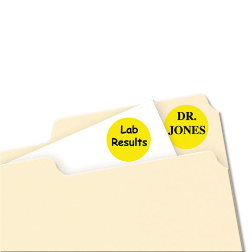 Printable Self-adhesive Removable Color-coding Labels, 0.75" Dia, Yellow, 24/sheet, 42 Sheets/pack, (5462)