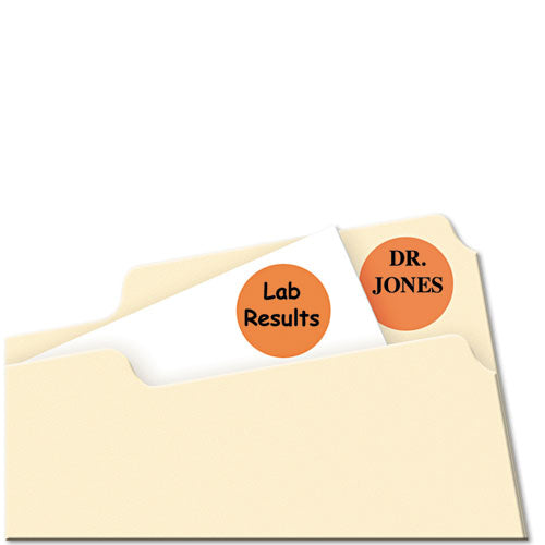 Printable Self-adhesive Removable Color-coding Labels, 0.75" Dia, Neon Orange, 24/sheet, 42 Sheets/pack, (5471)