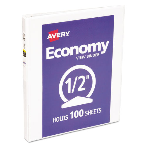 Economy View Binder With Round Rings , 3 Rings, 0.5" Capacity, 11 X 8.5, White, (5706)