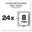 Insertable Big Tab Dividers, 8-tab, Double-sided Gold Edge Reinforcing, 11 X 8.5, Buff, Clear Tabs, 24 Sets