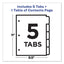 Customizable Toc Ready Index Black And White Dividers, 5-tab, 1 To 5, 11 X 8.5, 1 Set