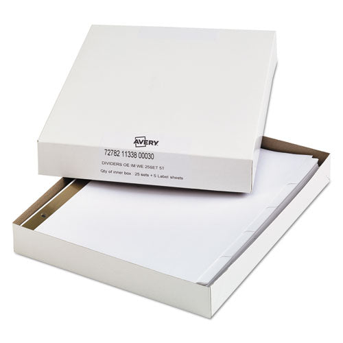 Index Dividers With White Labels, 8-tab, 11 X 8.5, White, 5 Sets