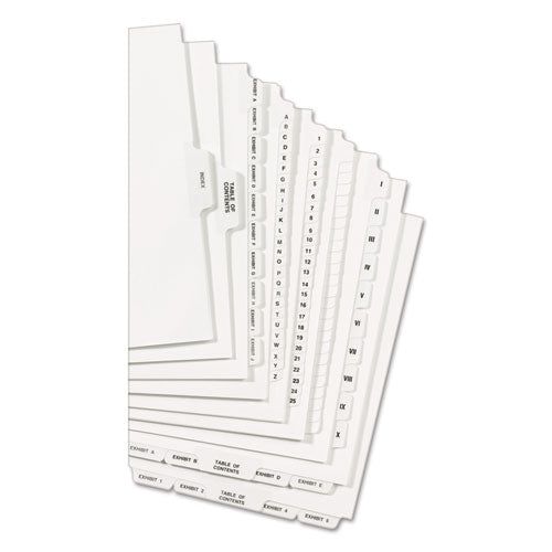 Preprinted Legal Exhibit Bottom Tab Index Dividers, Avery Style, 26-tab, Exhibit 1 To Exhibit 25, 11 X 8.5, White, 1 Set