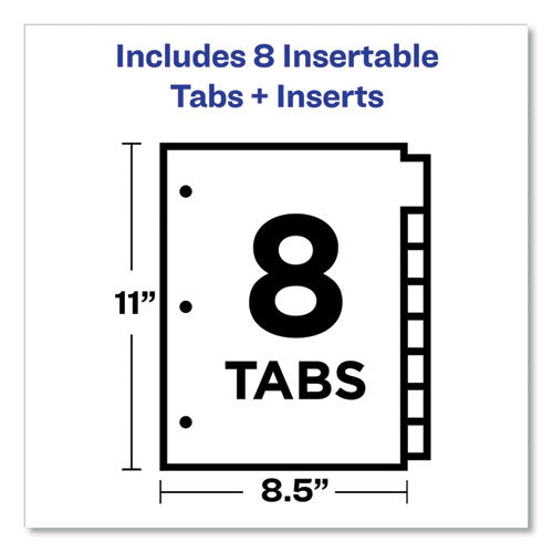 Plastic Insertable Dividers, 8-tab, 11 X 8.5, Assorted Tabs, 1 Set