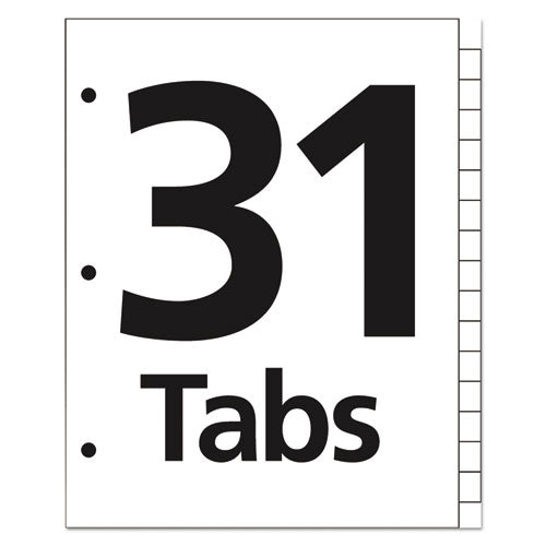 Table 'n Tabs Dividers, 31-tab, 1 To 31, 11 X 8.5, White, Assorted Tabs, 1 Set