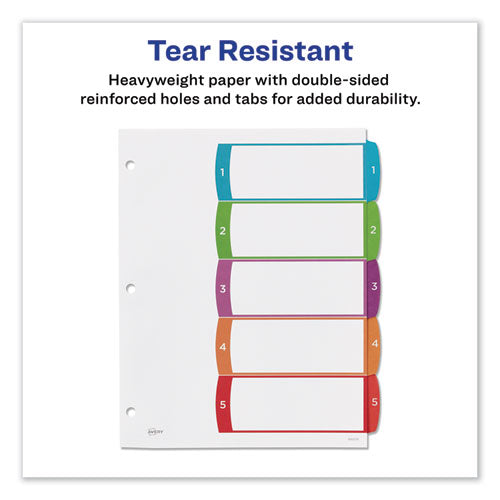 Customizable Toc Ready Index Multicolor Tab Dividers, 5-tab, 1 To 5, 11 X 8.5, White, Contemporary Color Tabs, 1 Set