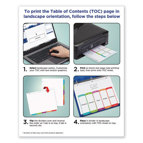 Customizable Toc Ready Index Multicolor Tab Dividers, 26-tab, A To Z, 11 X 8.5, White, Contemporary Color Tabs, 1 Set