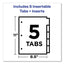 Insertable Big Tab Plastic 2-pocket Dividers, 5-tab, 11.13 X 9.25, Assorted, 1 Set