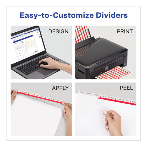 Print And Apply Index Maker Clear Label Plastic Dividers With Printable Label Strip, 8-tab, 11 X 8.5, Assorted Tabs, 5 Sets