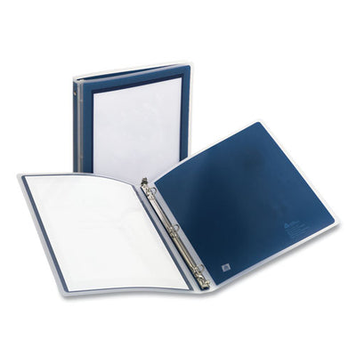 Flexi-view Binder With Round Rings, 3 Rings, 0.5" Capacity, 11 X 8.5, Navy Blue